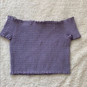 Never worn, purple smocked off the shoulder top
